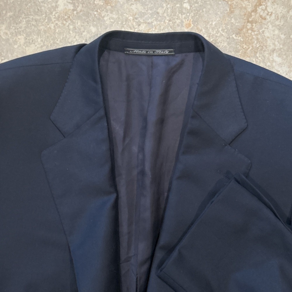 Ermenegildo Zegna Blazer Mens 52R Navy Blue 2 Button Wool Sports Coat Super 100s